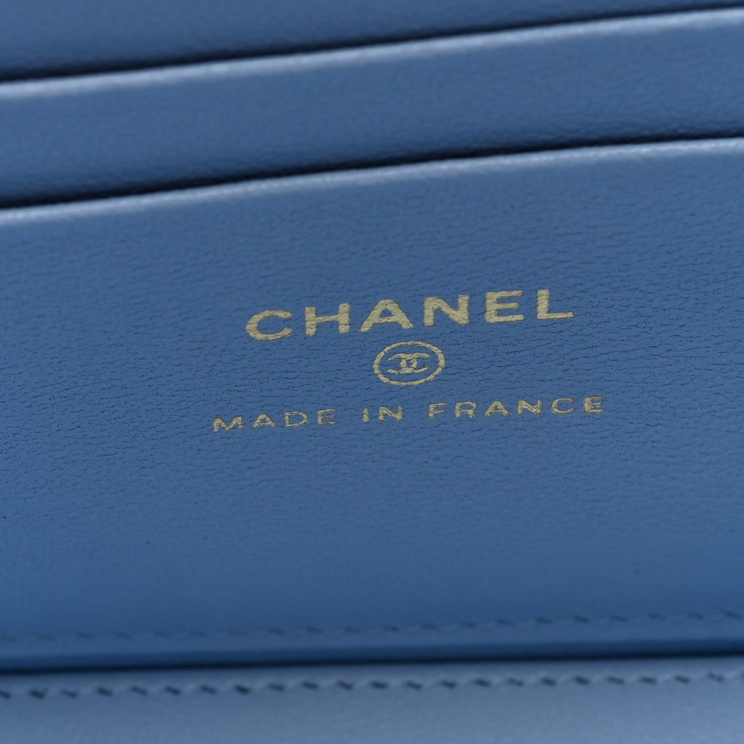 Lambskin Quilted Small Top Handle Vanity Case With Chain Light Blue