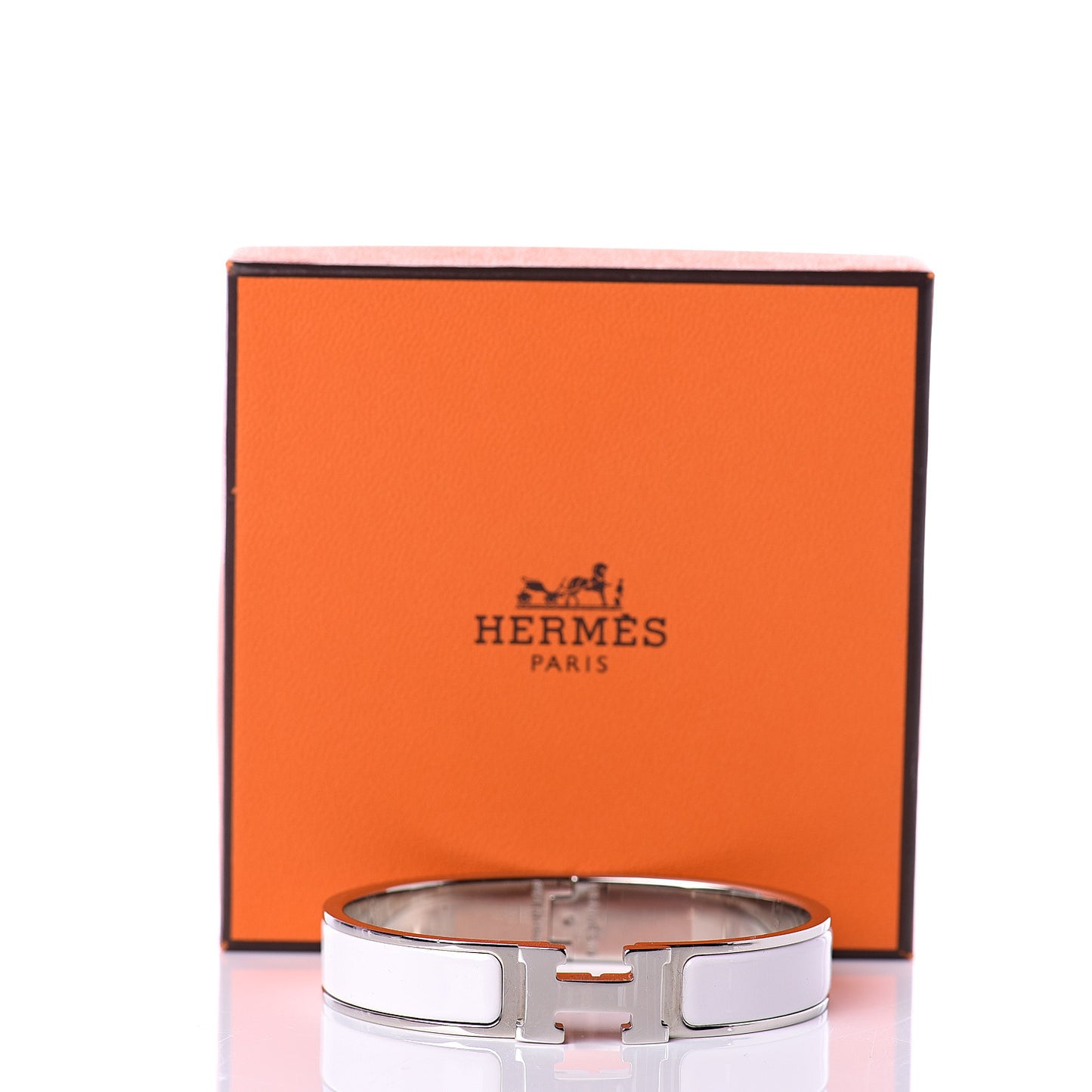 Enamel Narrow Clic Clac H Bracelet GM White