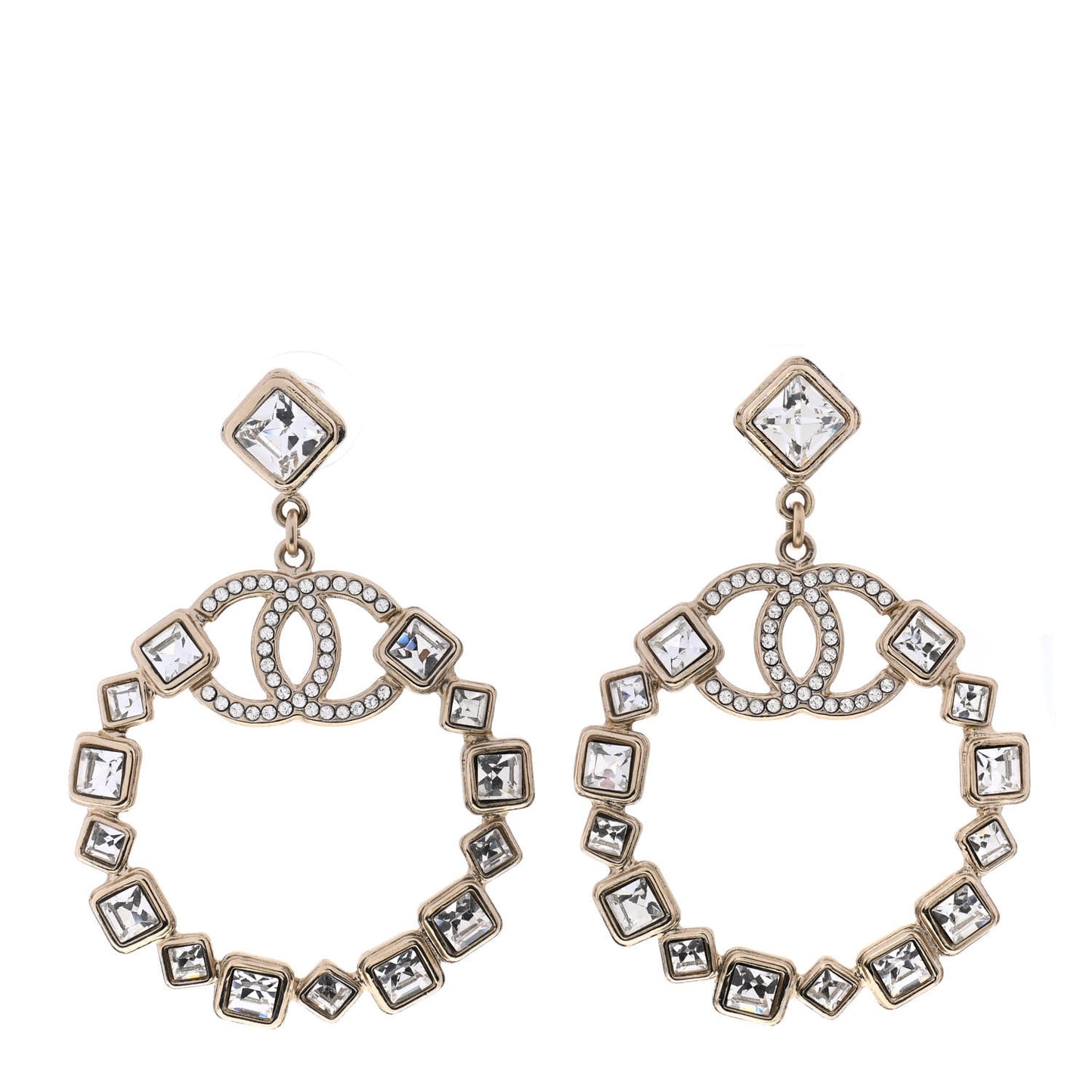 Pearl Crystal Nefertiti CC Drop Earrings Gold