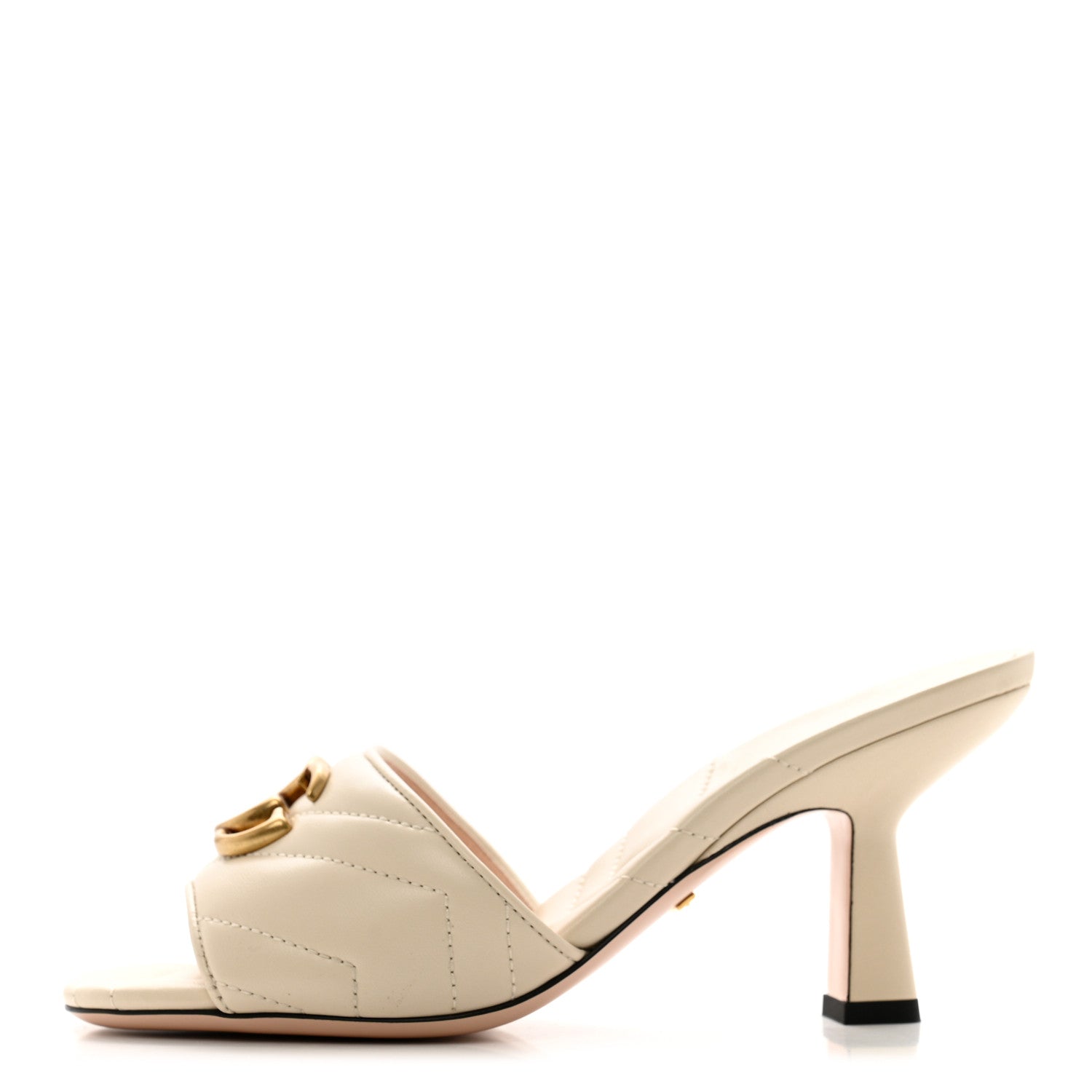 Gucci Nappa Matelasse GG Marmont 75mm Slide Sandals 36.5 Mystic White 1 of 10