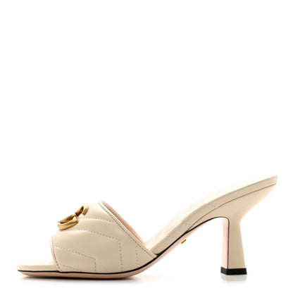 Gucci Nappa Matelasse GG Marmont 75mm Slide Sandals 36.5 Mystic White 1 of 10