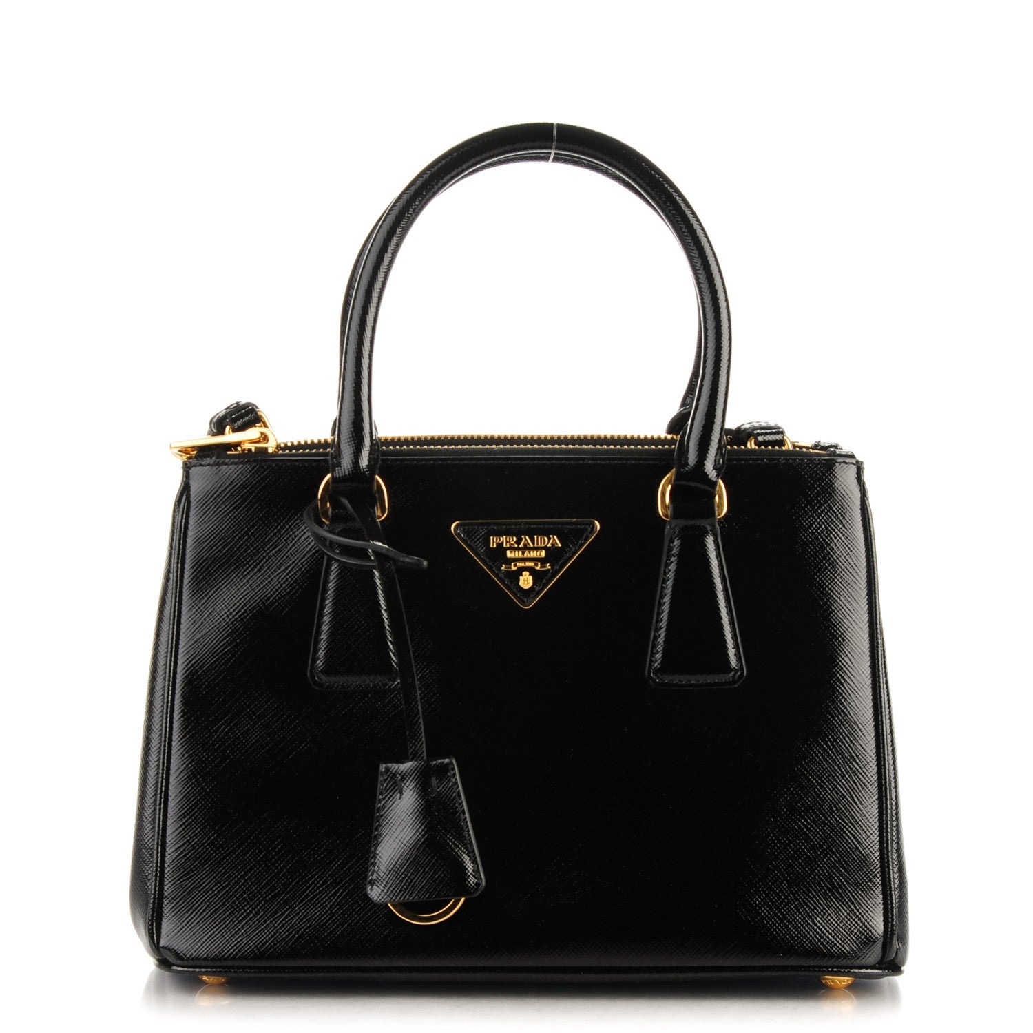 Prada Saffiano Vernice Mini Galleria Double Zip Tote Black 1 of 8