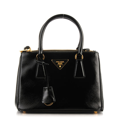 Prada Saffiano Vernice Mini Galleria Double Zip Tote Black 1 of 8