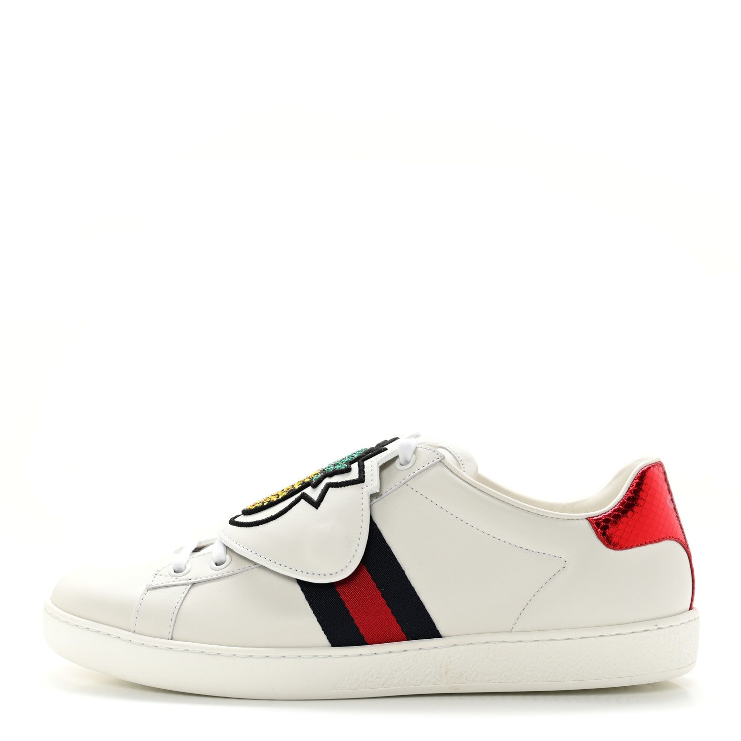 Gucci Calfskin Ayers Crystal Web Pineapple Embroidered Womens New Ace Sneakers 39.5 White 1 of 10