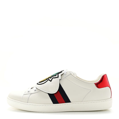 Gucci Calfskin Ayers Crystal Web Pineapple Embroidered Womens New Ace Sneakers 39.5 White 1 of 10