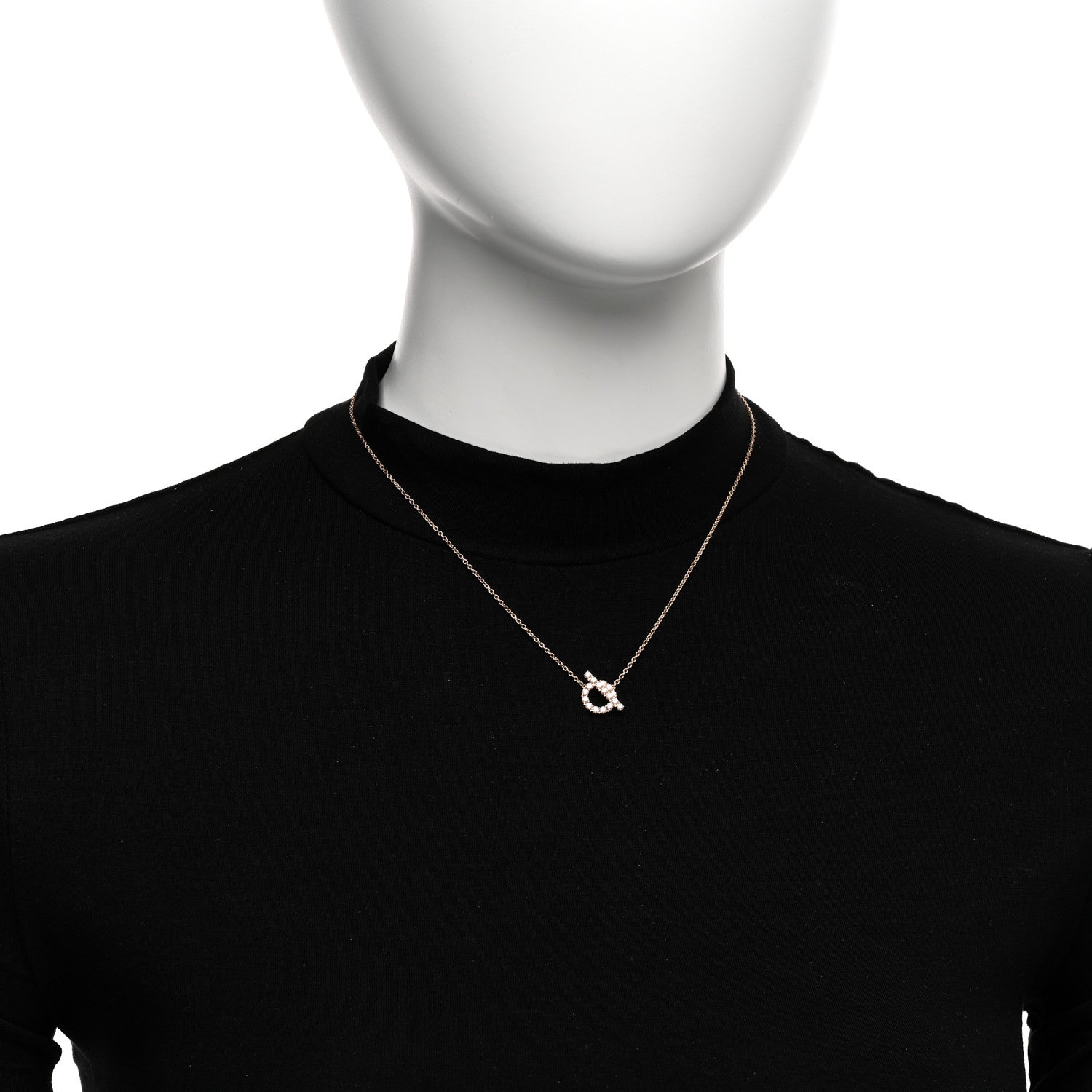 Hermes 18K Rose Gold Diamond Finesse Pendant Necklace 2 of 5