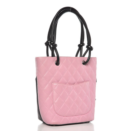 Chanel Calfskin Quilted Small Cambon Tote Pink Black 3 of 11