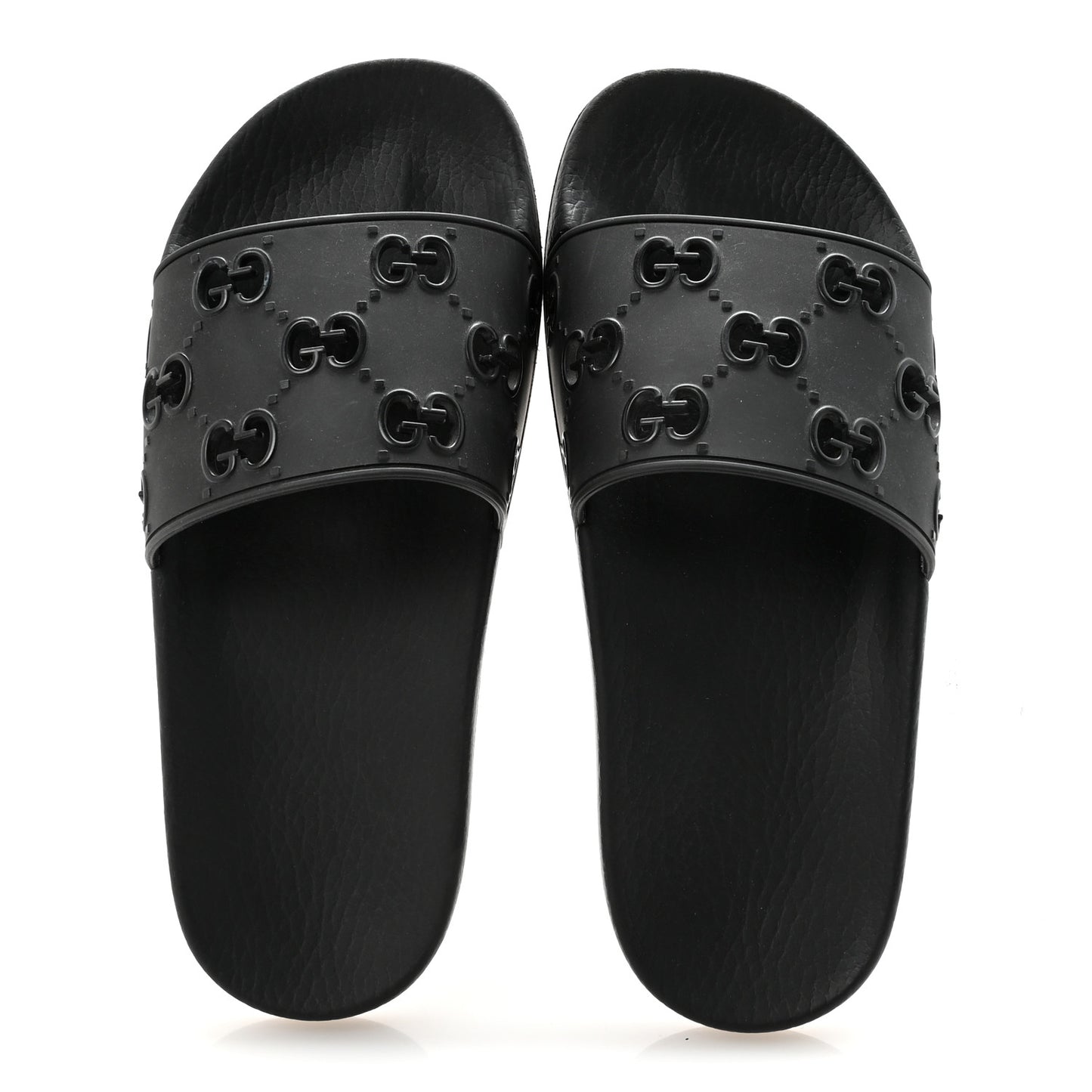 Rubber GG Monogram Perforated Womens Slide Sandals 37 Black