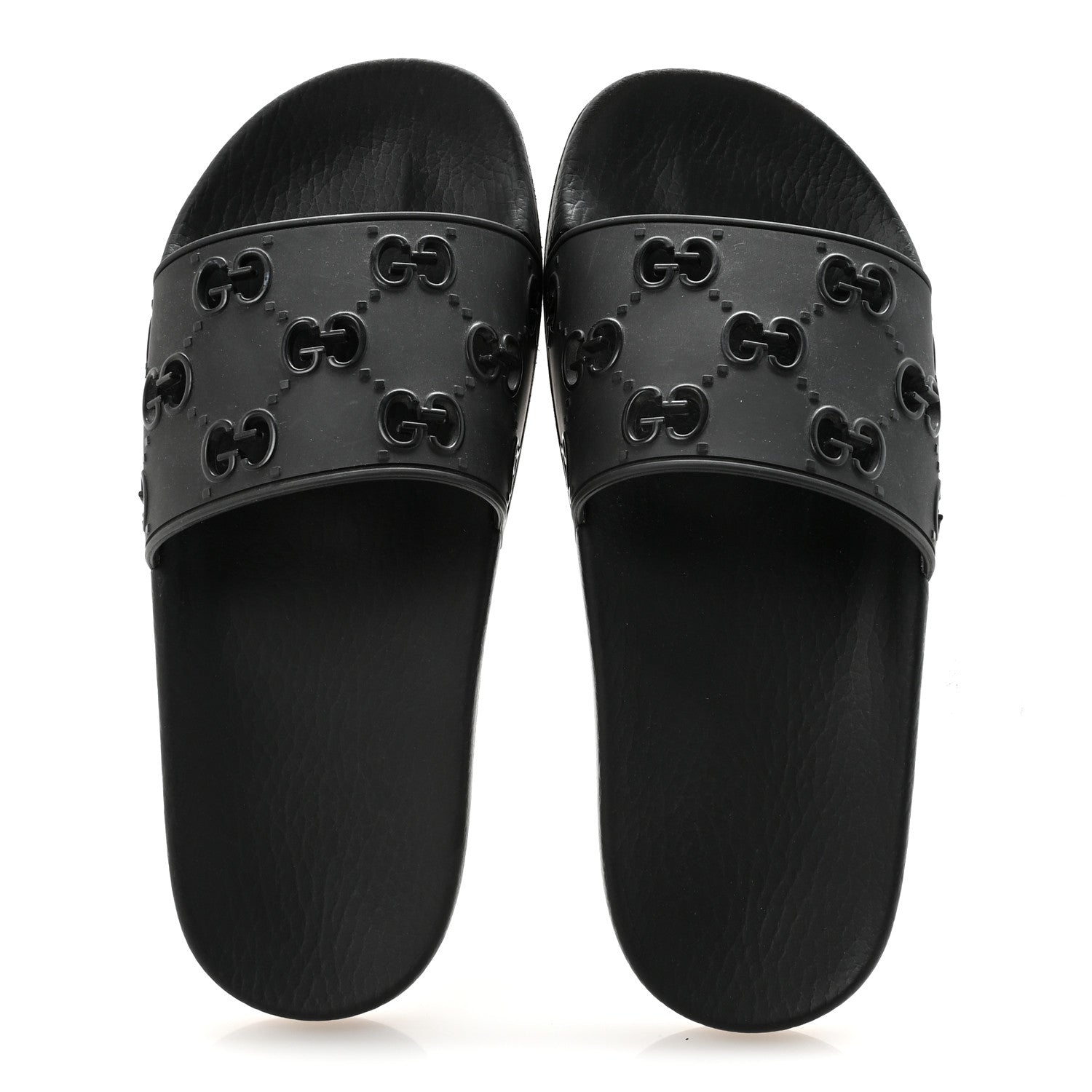 Gucci Rubber GG Monogram Perforated Womens Slide Sandals 37 Black 2 of 8