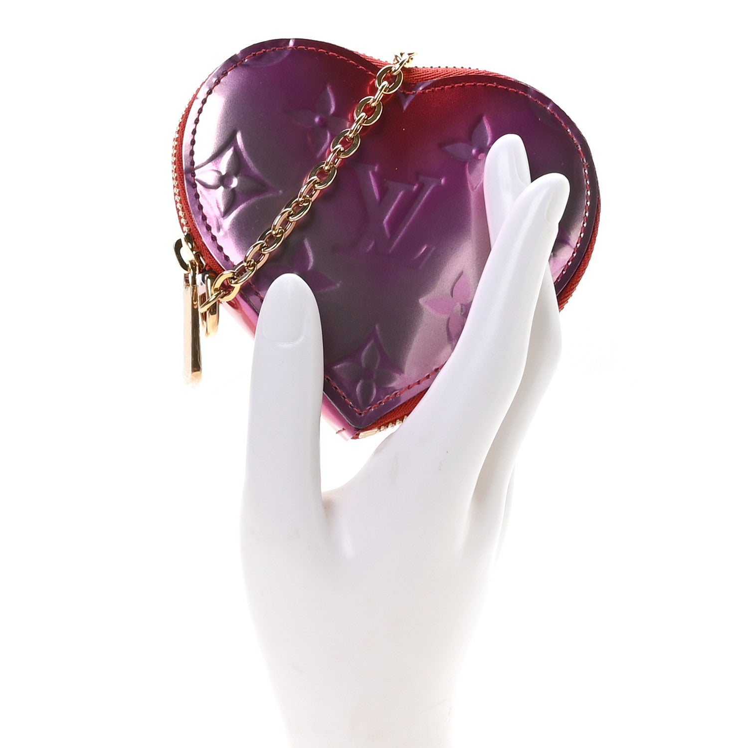Louis Vuitton Vernis Heart Coin Purse Pink Red 2 of 8