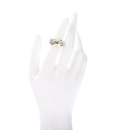 David Yurman Sterling Silver 18K Yellow Gold 11mm X Triple Row Ring 50 5.25 2 of 5