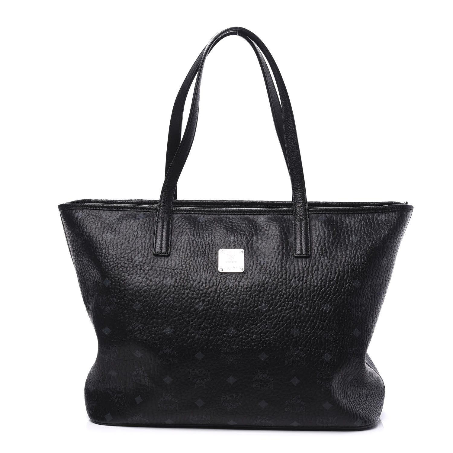 MCM Visetos Medium Anya Zip Top Shopper Tote Black 1 of 9
