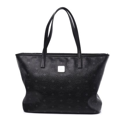 MCM Visetos Medium Anya Zip Top Shopper Tote Black 1 of 9