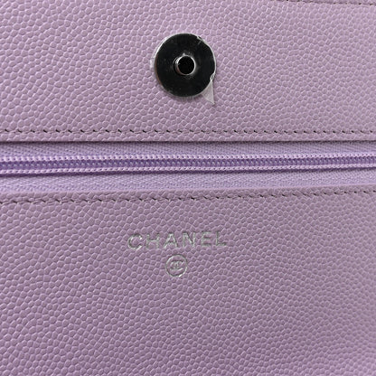 Chanel Caviar Quilted CC Logo Wallet on Chain WOC Purple 6 of 12
