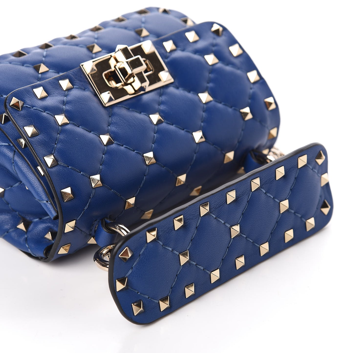 Nappa Micro Rockstud Spike Shoulder Bag Blue