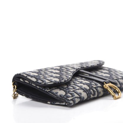 Christian Dior Oblique Saddle Chain Long Wallet Blue 5 of 11