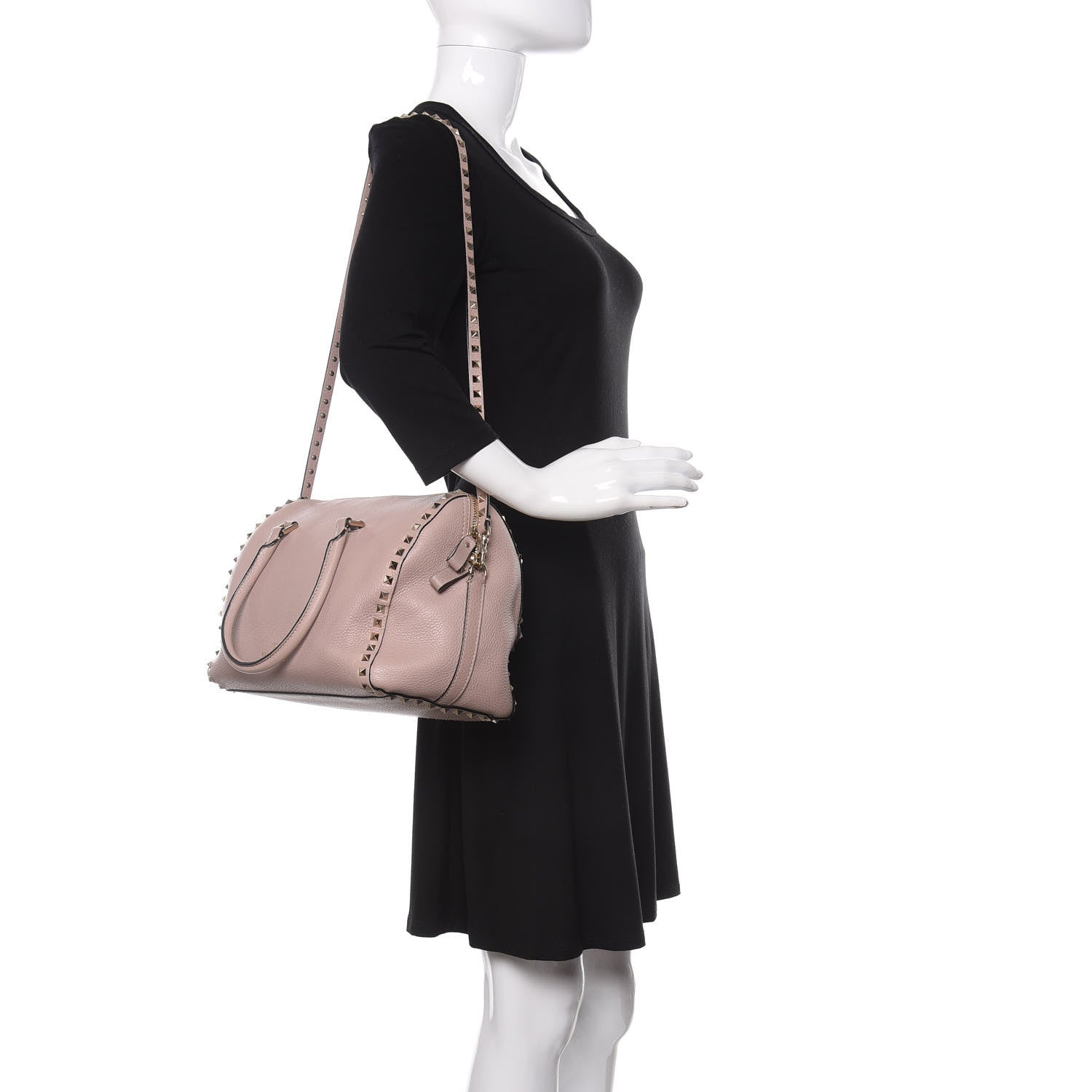 Valentino Garavani Pebbled Calfskin Rockstud Boston Duffle Bag