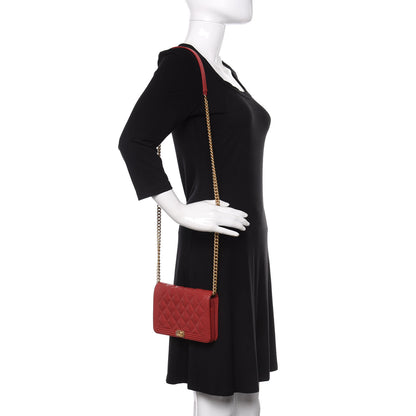 Chanel Caviar Quilted Boy Wallet On Chain WOC Red 2 of 11