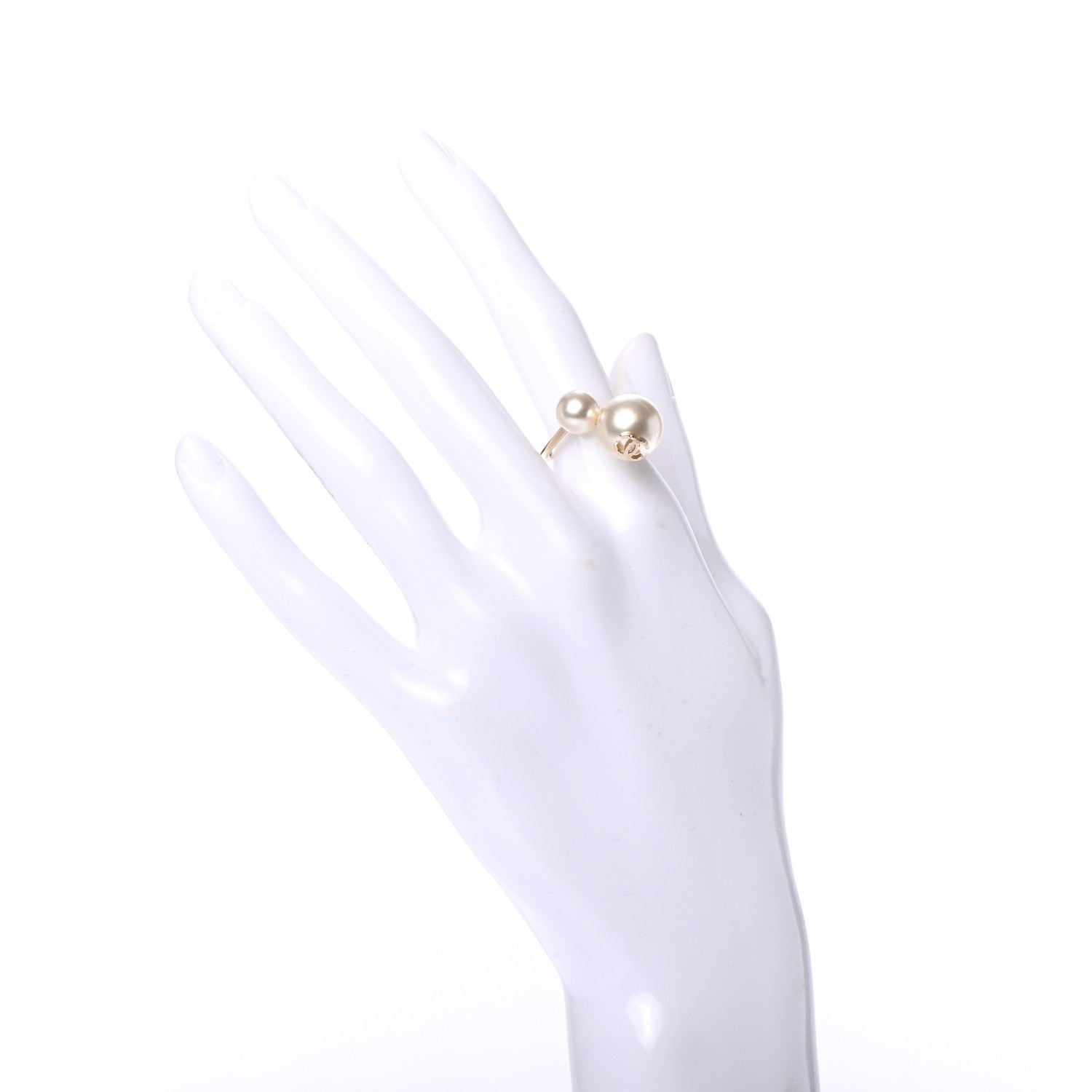 Chanel Pearl CC Ring 3 Gold Pearly White 2 of 5