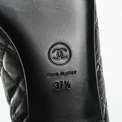 Chanel Aged Calfskin Quilted CC Cap Toe Ballerina Flats 37.5 Black 6 of 8
