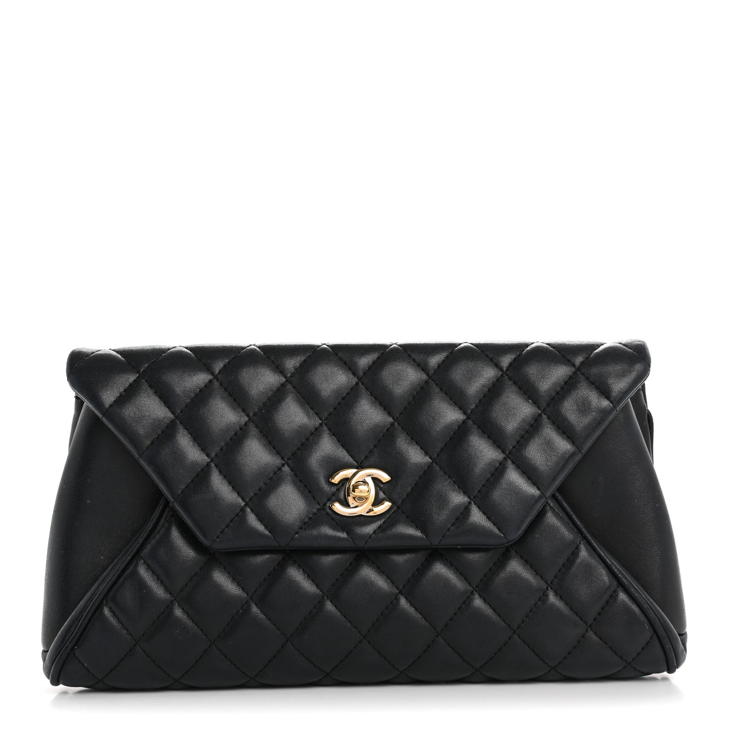Lambskin Quilted Fold Up Again Clutch Dark Blue