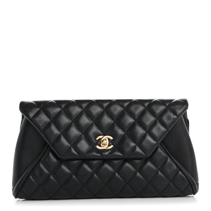 Chanel Lambskin Quilted Fold Up Again Clutch Dark Blue 1 of 14