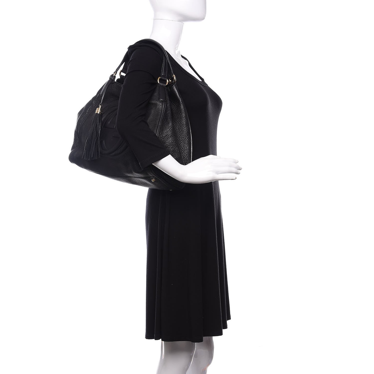 Gucci Pebbled Calfskin Medium Soho Shoulder Bag Black 2 of 12