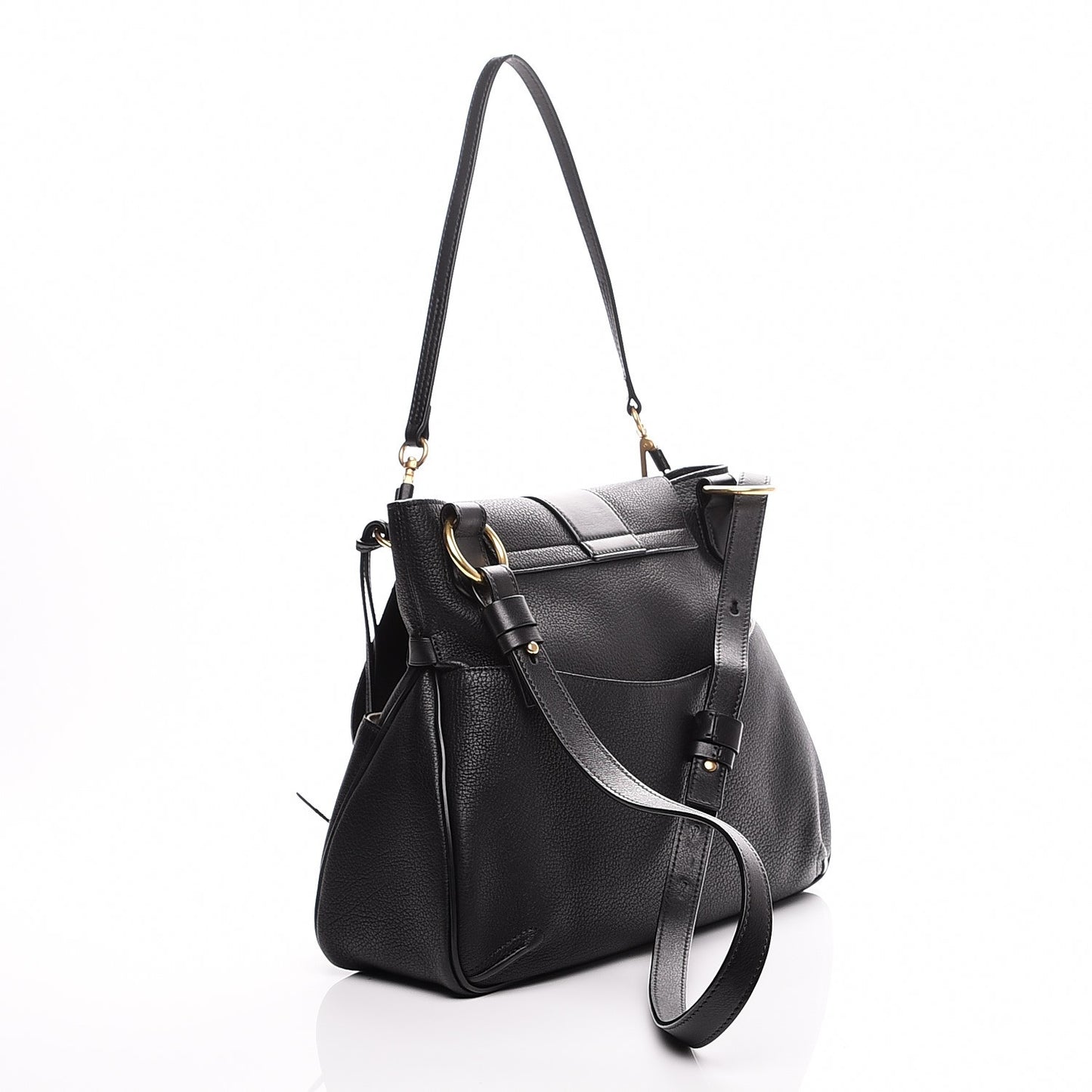 Grained Lambskin Calfskin Medium Lexa Shoulder Bag Black