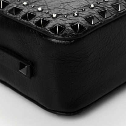Valentino Garavani Craquele Nappa Rockstud Crystal Punk Heart Camera Crossbody Bag Black 8 of 9