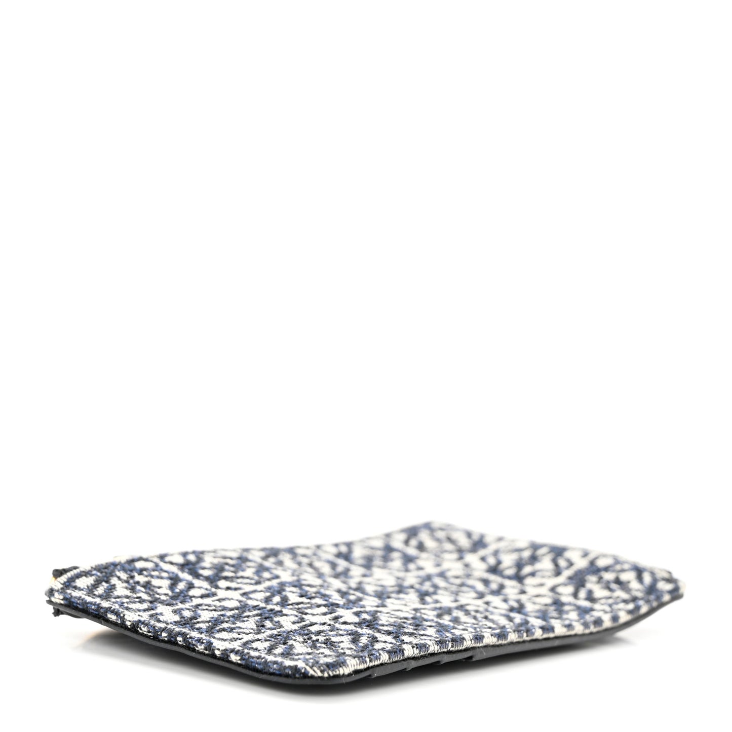 Canvas Jacquard Calfskin Anagram Coin Card Holder Navy Black