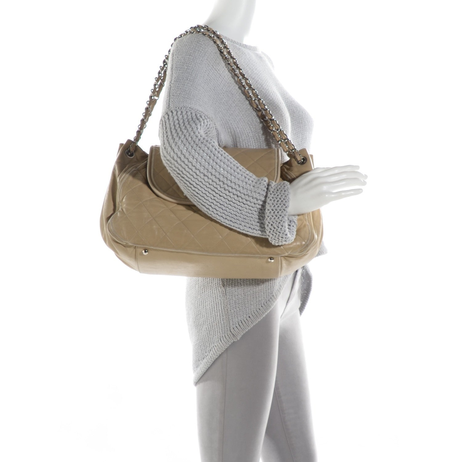 Chanel Lambskin Large East West Accordion Flap Beige 2 of 10