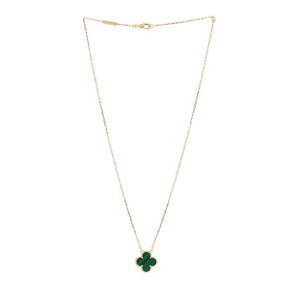 Van Cleef & Arpels 18K Yellow Gold Malachite Vintage Alhambra Pendant Necklace 3 of 4