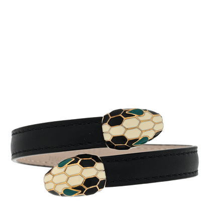 Bulgari Calfskin Serpenti Forever Double Coil Bracelet Black 1 of 4