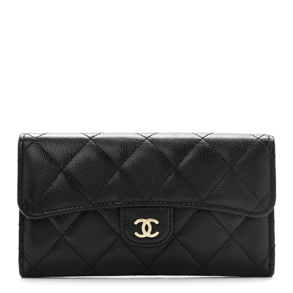 Chanel Caviar Quilted Medium Gusset Flap Wallet Black 1 of 10
