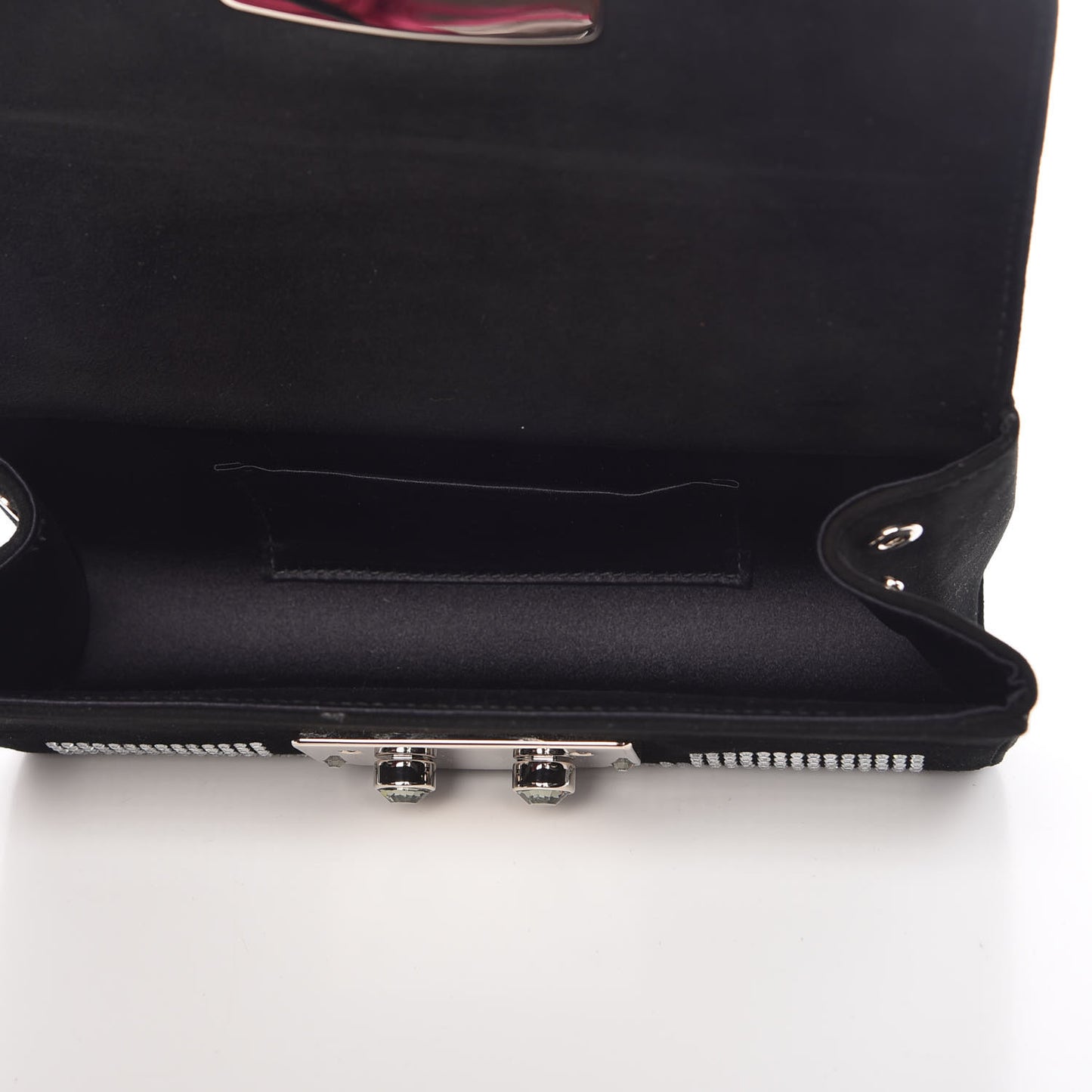 Suede Crystal Clutch Black