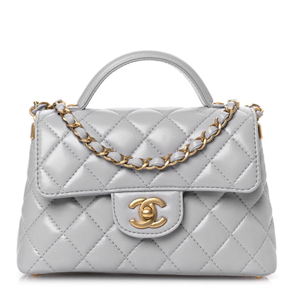 Chanel Lambskin Quilted Small Flap Top Handle Bag Grey 1 of 10