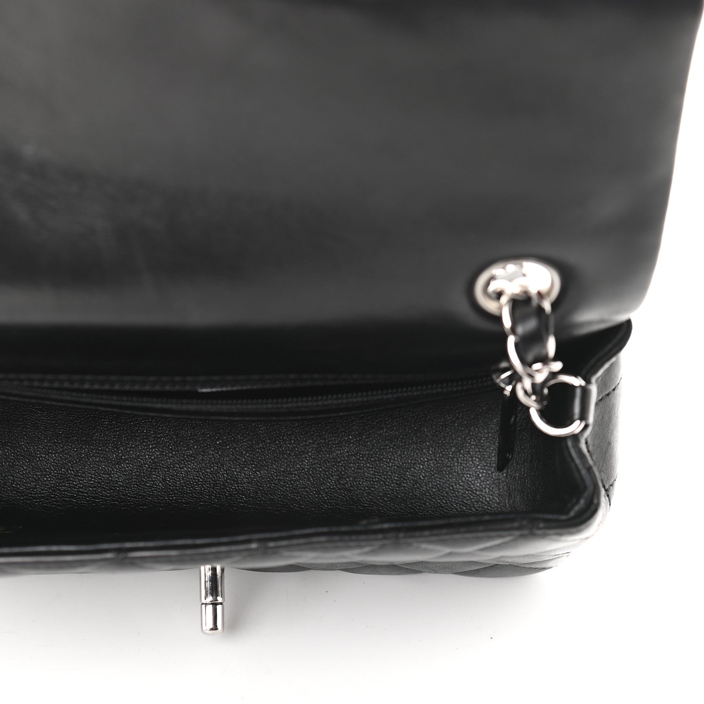 Lambskin Quilted Mini Rectangular Flap Black