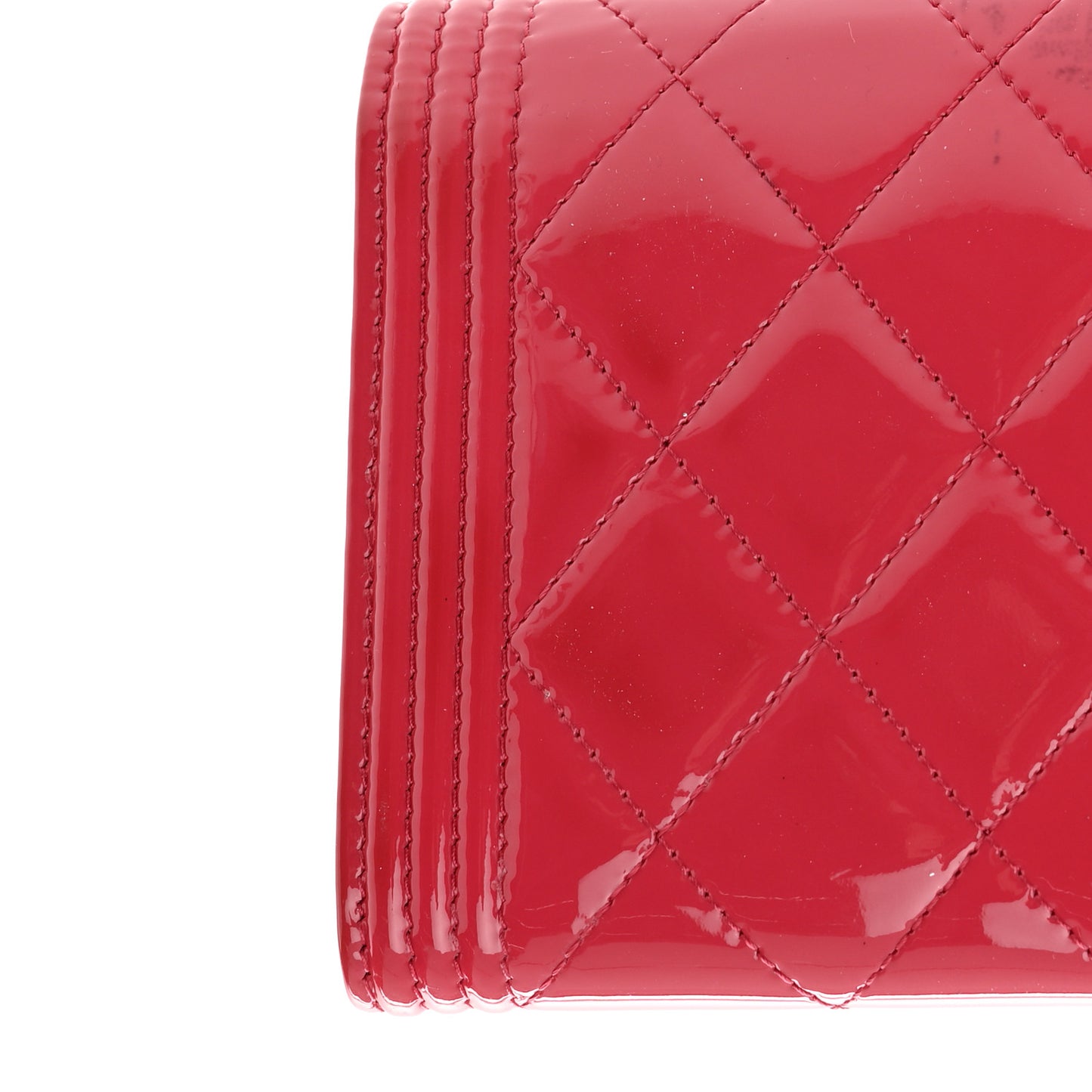 Patent Calfskin Quilted Boy Flap Wallet Pink