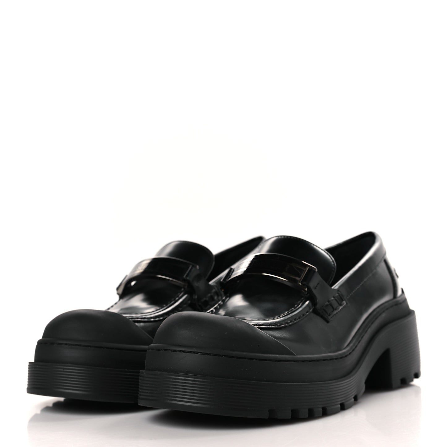 Brushed Calfskin Dior Code Lug Sole Platform 35mm Loafers 37 Black