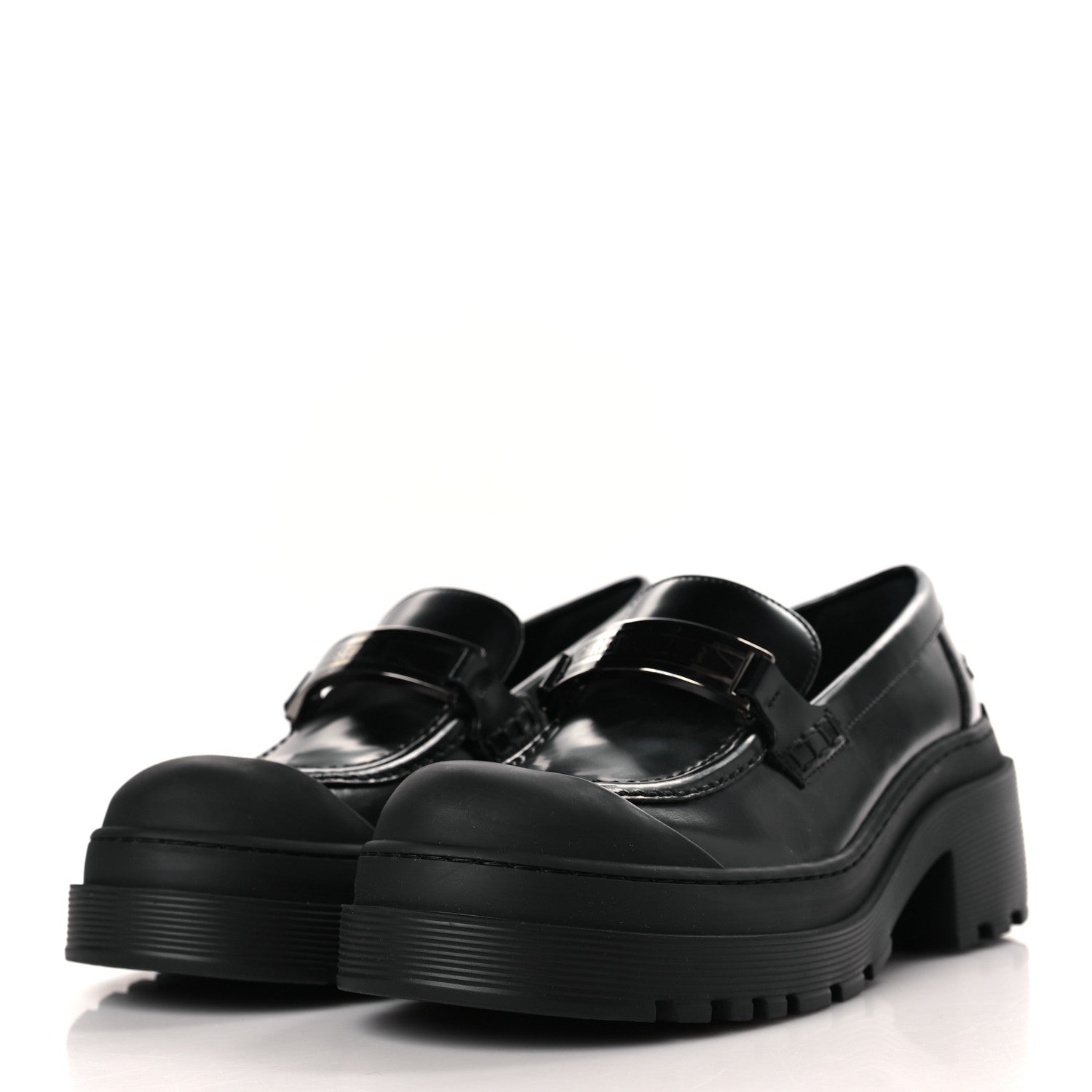 Christian Dior Brushed Calfskin Dior Code Lug Sole Platform 35mm Loafers 37 Black 3 of 9