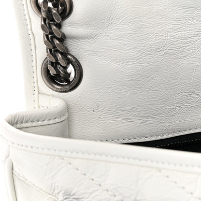Saint Laurent Crinkled Calfskin Matelasse Monogram Medium Niki Chain Satchel Dirty White 11 of 16