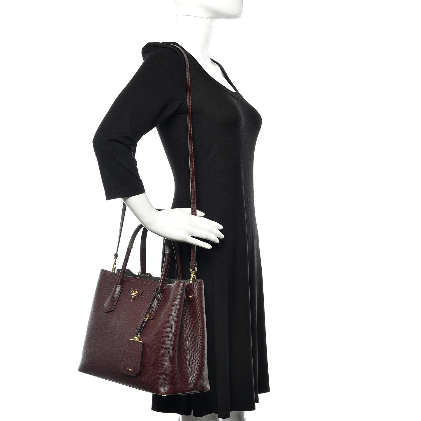 Saffiano Cuir Medium Double Bag Granato Marmo