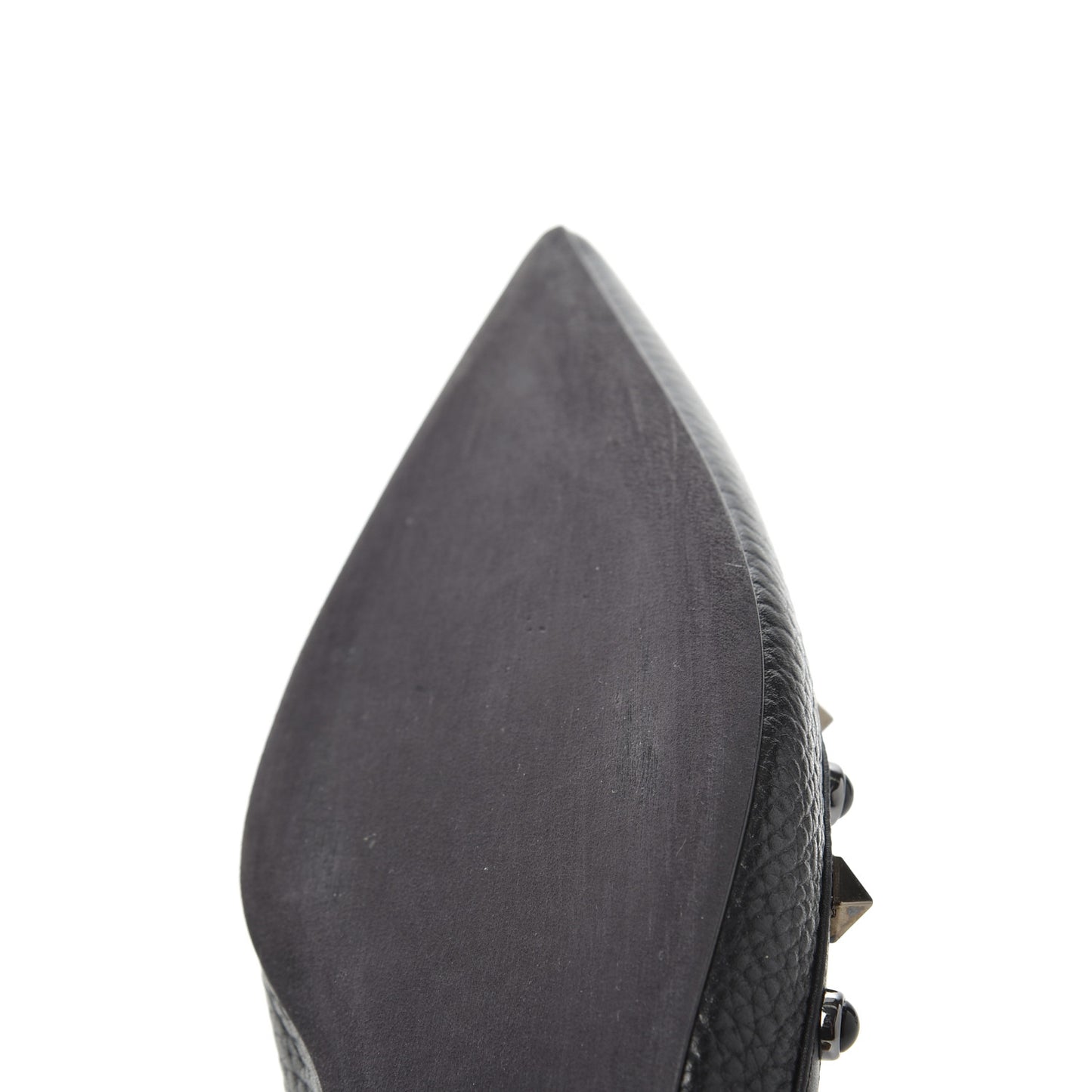 Pebbled Calfskin Onyx Rockstud Rolling Ballerina Flats 36.5 Black
