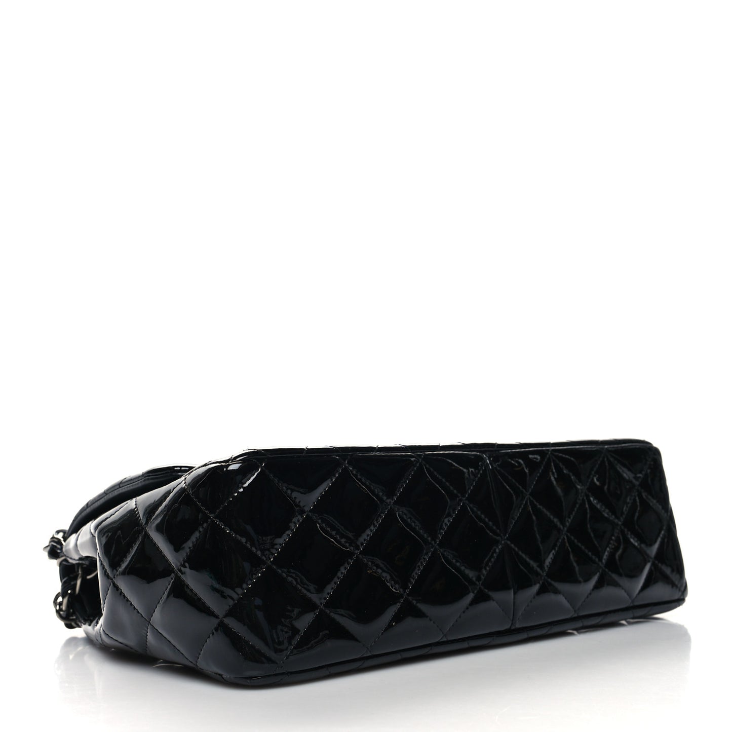 Patent Quilted Jumbo Double Flap Black