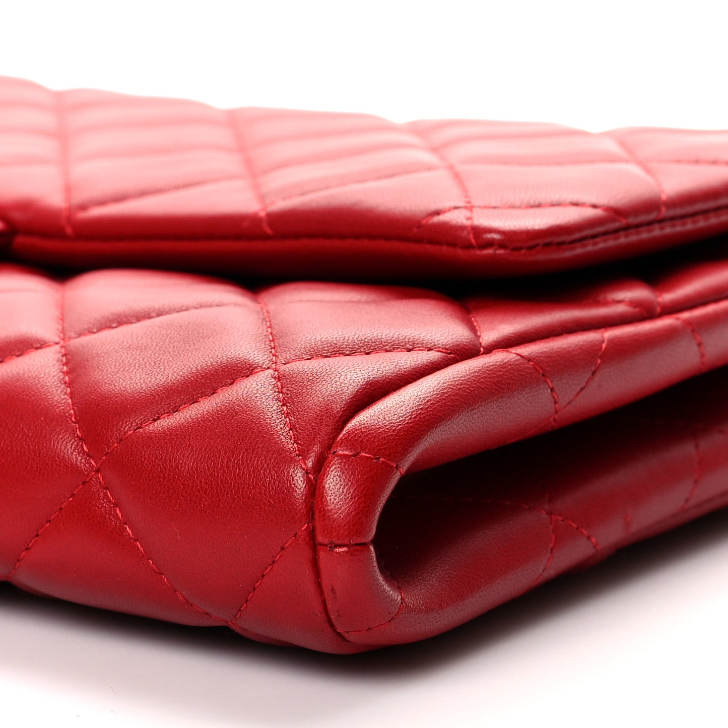Lambskin Quilted Clutch With Chain Flap Red
