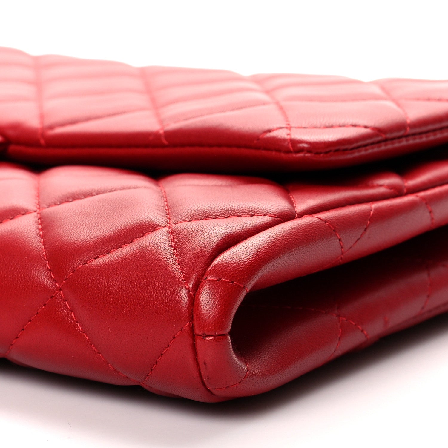 Chanel Lambskin Quilted Clutch With Chain Flap Red 9 of 9