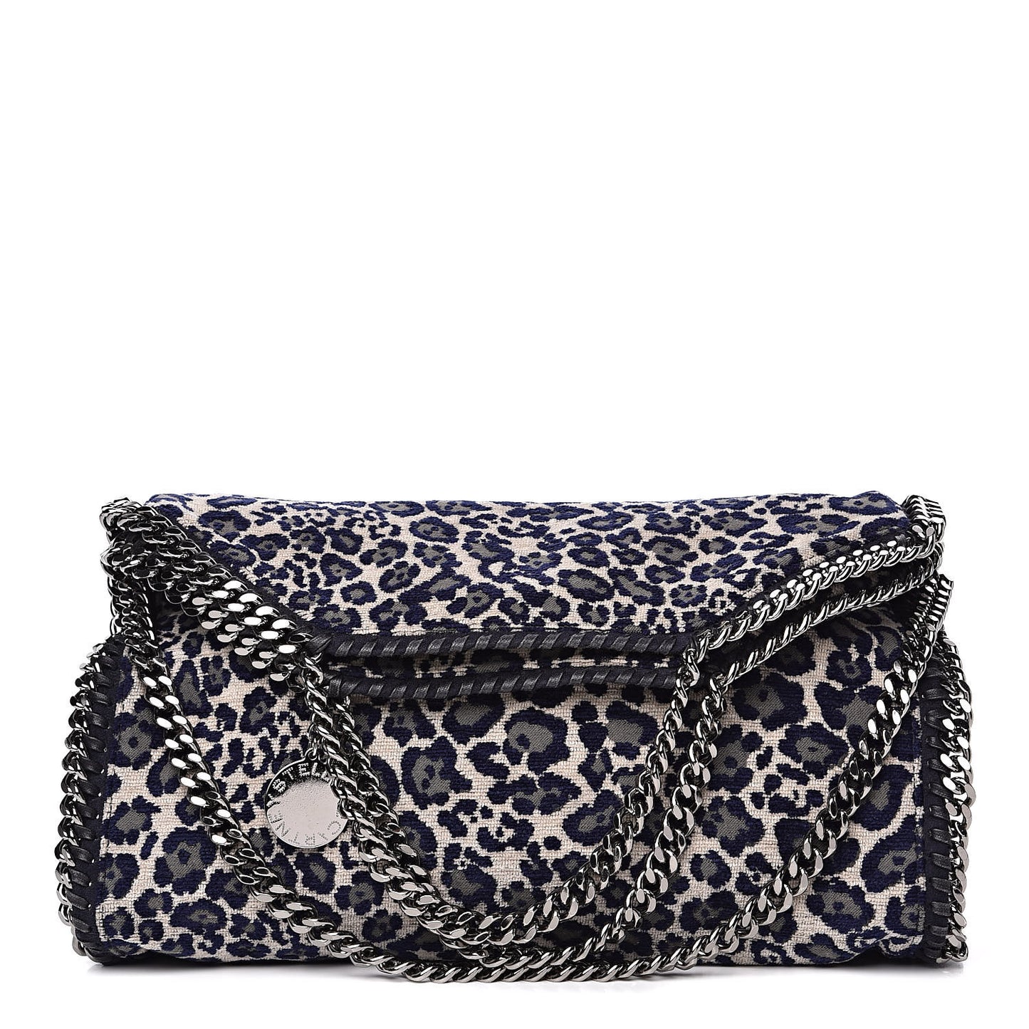 Cotton Canvas Leopard Small Falabella Fold Over Tote Grey