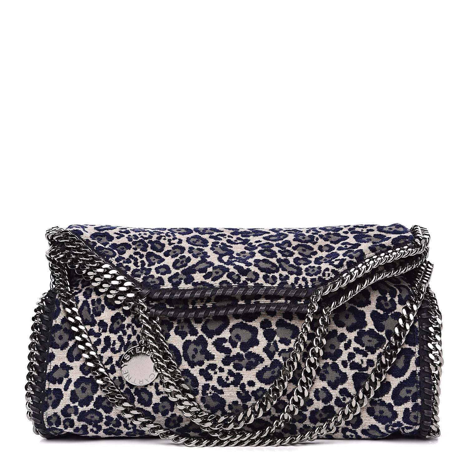 Stella McCartney Cotton Canvas Leopard Small Falabella Fold Over Tote Grey 1 of 9