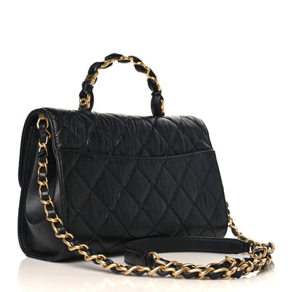 Chanel Crumpled Lambskin Quilted Mini CC Links Top Handle Flap Black 3 of 9