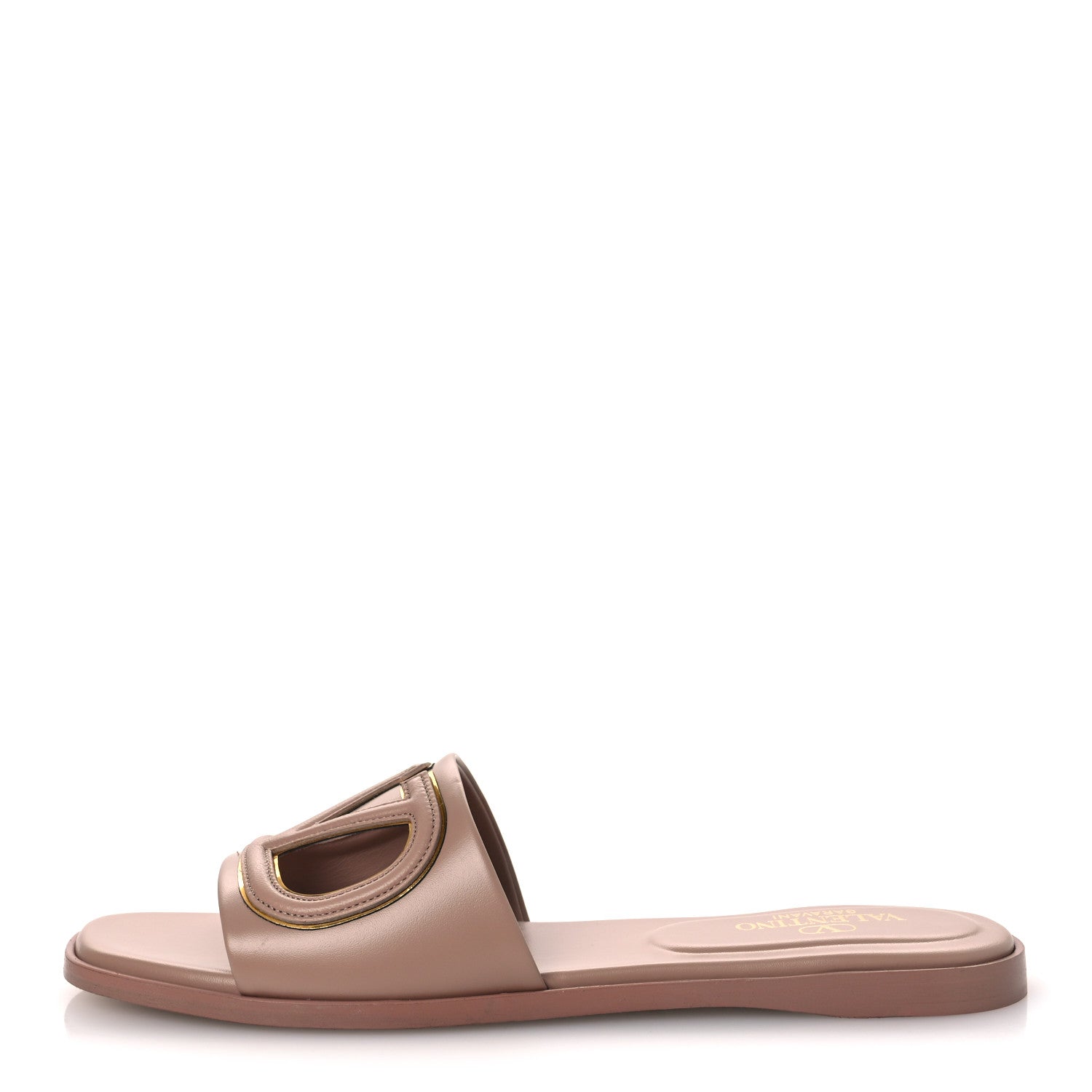 Valentino Garavani Calfskin Vlogo Cut Out Flat Slide Sandals 36.5 Rose 1 of 11